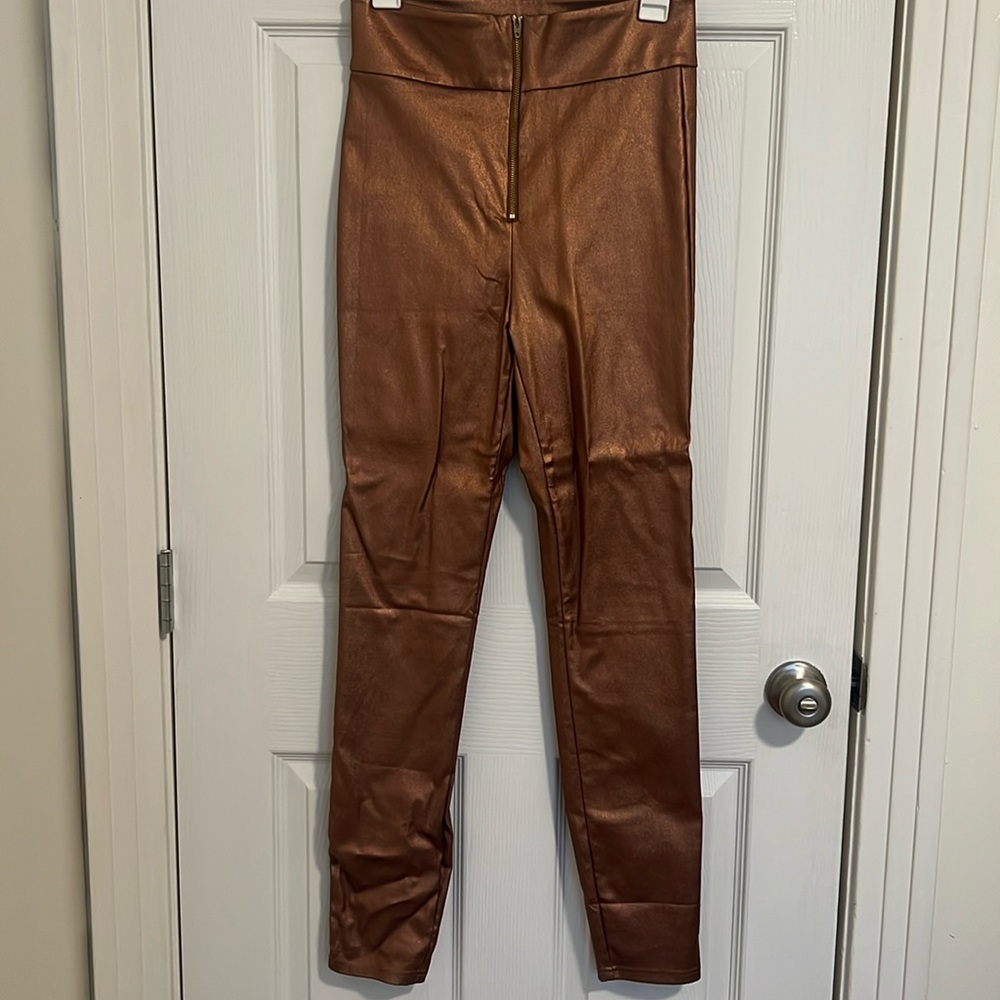 SHEIN high waisted metallic pants